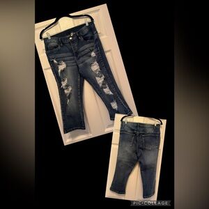 Venus Distressed Capri Blue Jeans